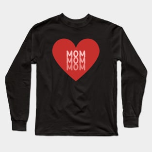 Mom - Repeated Text Inside A Red Heart Long Sleeve T-Shirt